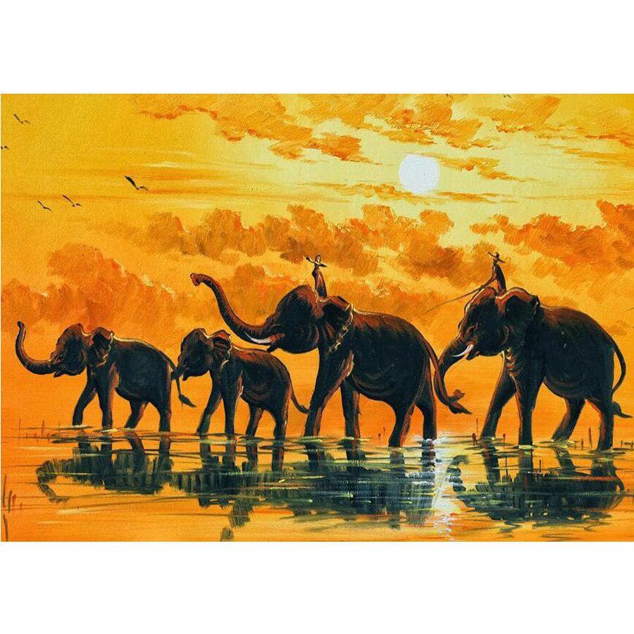 5D DIY Diamond Painting african Elephant Animal full Round Embroidery Cross Stitch 20X30CM