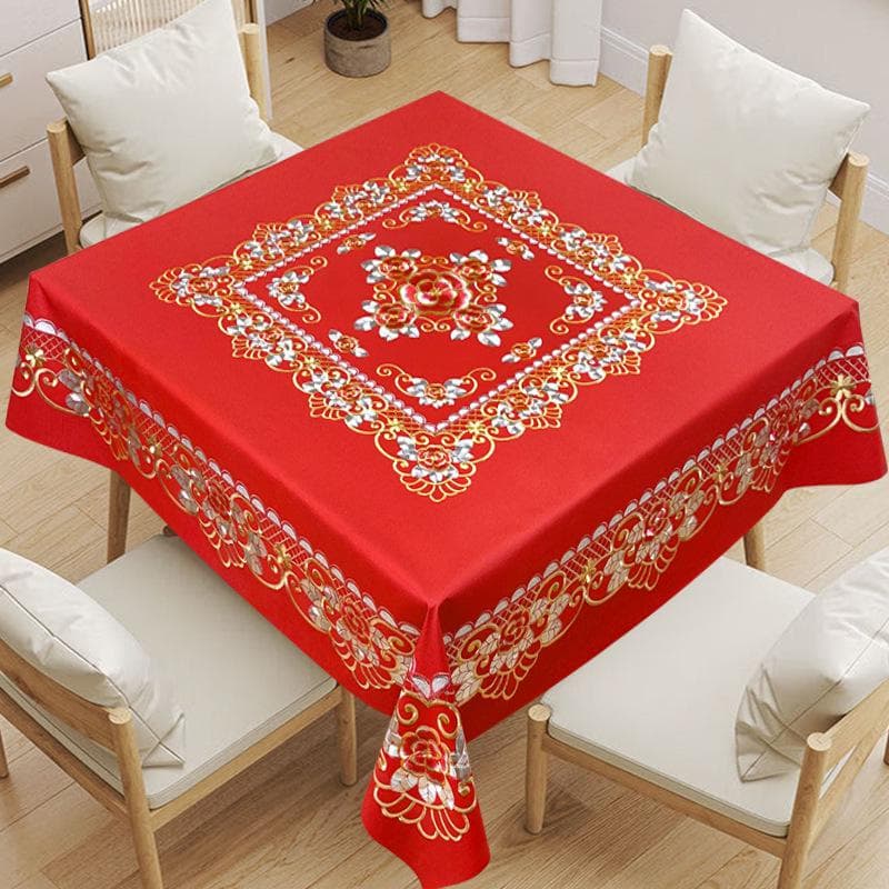 High-Grade Luxury PVC Tablecloth: Waterproof, Oil-Proof & Scald-Resistant, New Chinese Style for Round Tables As shown in specifications