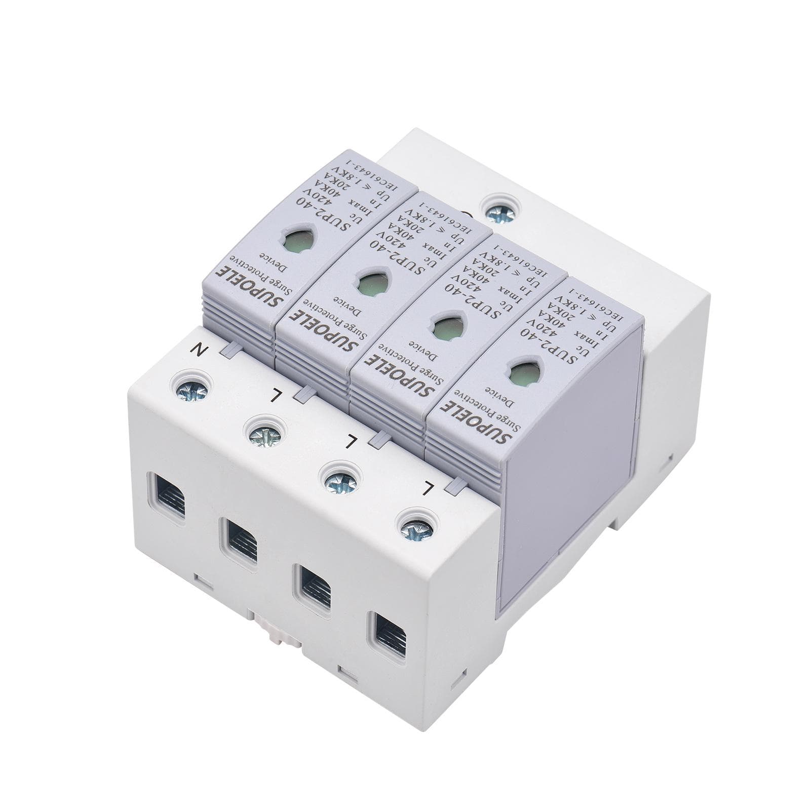 AC 420V Surge Protective Device 4P 40KA Surge Arrester Household Thunder Proof Protector Breaker 4P grey