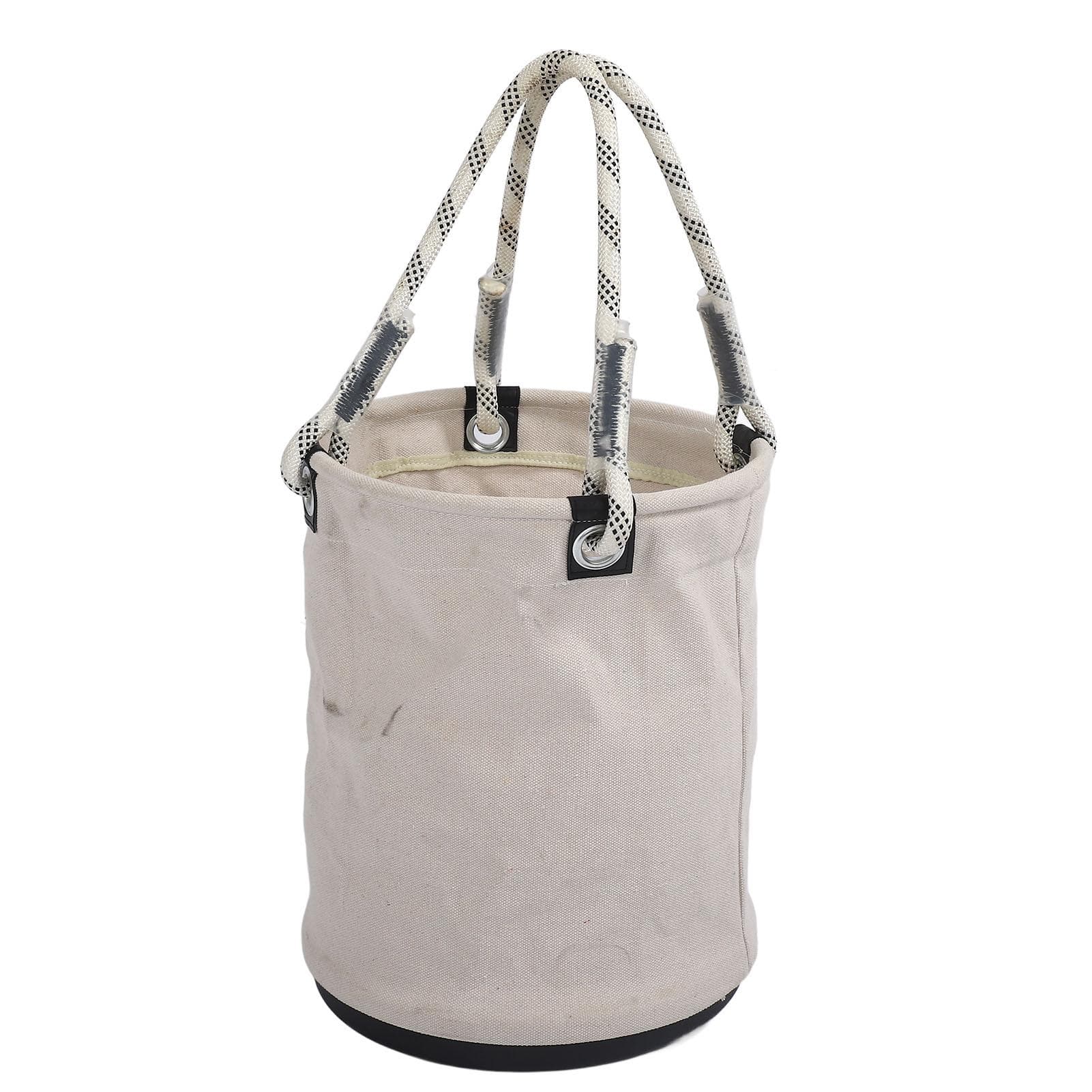 Canvas Bucket 40x30cm 30KG Load Bearing Plastic Bottom Nails Bolts Tool Organizer for Maintenance white