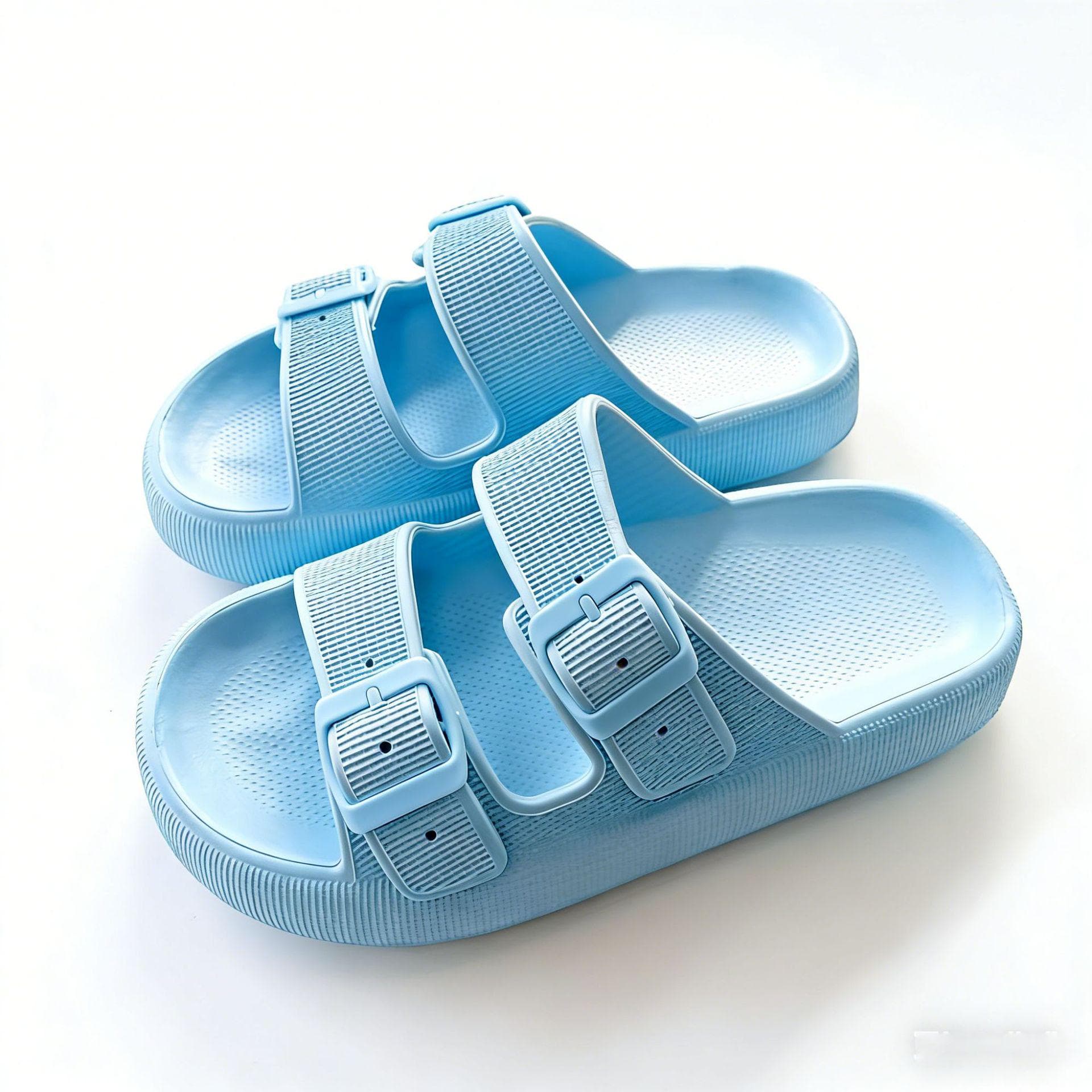 2025 Thick-Soled Double Buckle EVA Sandals: Step-On-Comfort for Couples, Women, Indoor/Outdoor Use 39-40