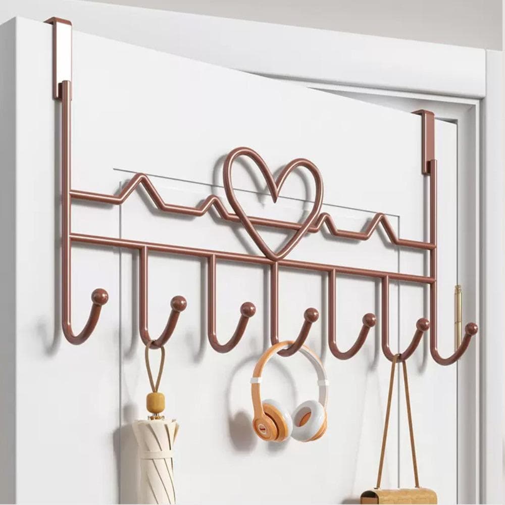 Universal Door Storage Hook Household Door Hooks New Coat Rack Heart-Coffee