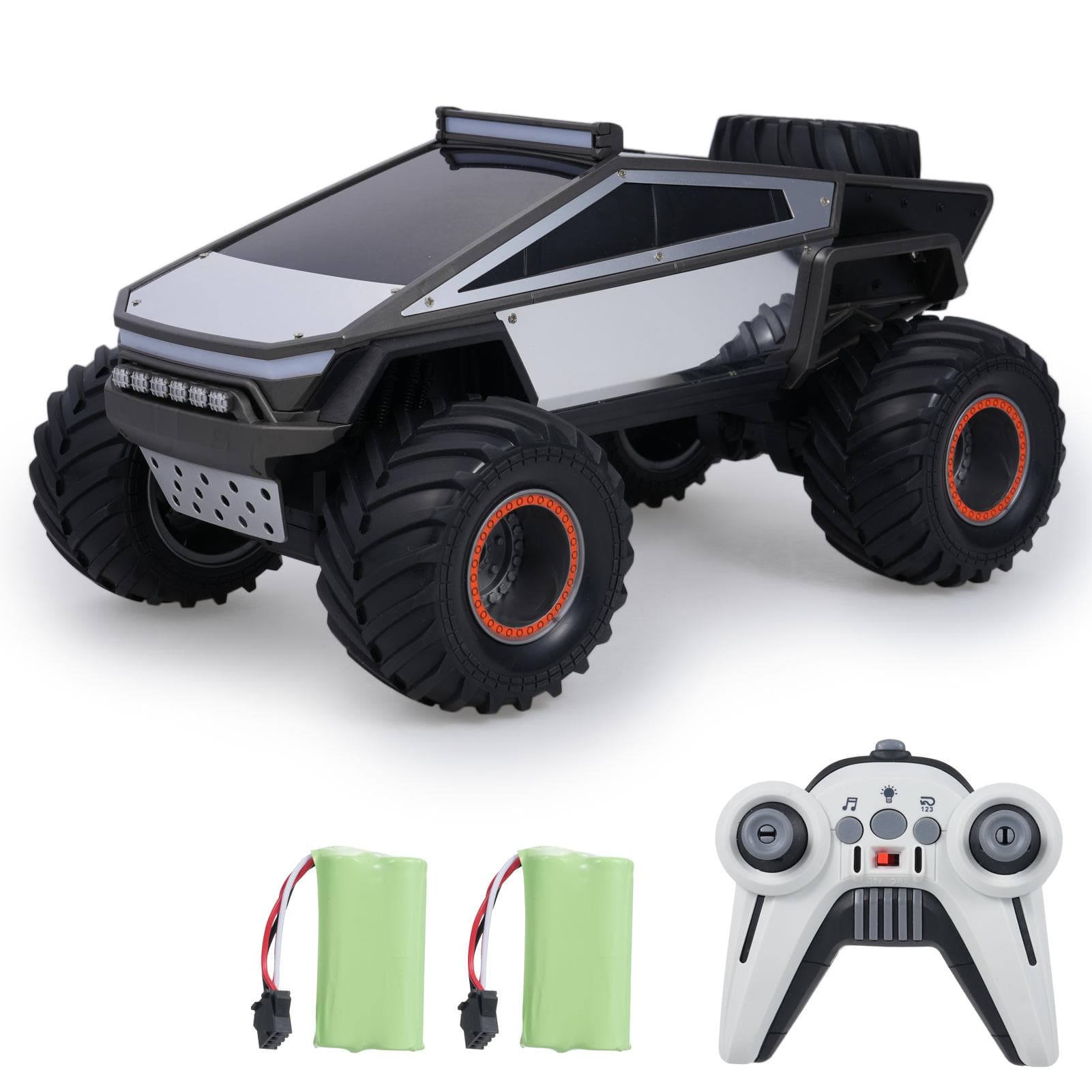 Remote Control Car, 1:12 Scale 2.4GHz All Terrain Off Road Crawler Vehicle Toy with Lights Music 3 2 Battery black