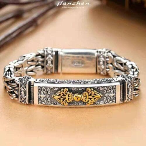 Vintage Bracelets Mens Jewelry New Sterling Silver Bangle Bracelet Chain Popular 7in (18cm)