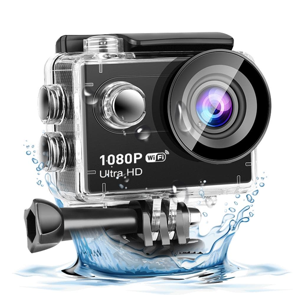 1080P Ultra HD Action Camera with 2.0in LCD Screen 12MP 30m Waterproof Anti-shaking 120 degrees Wide Angle black