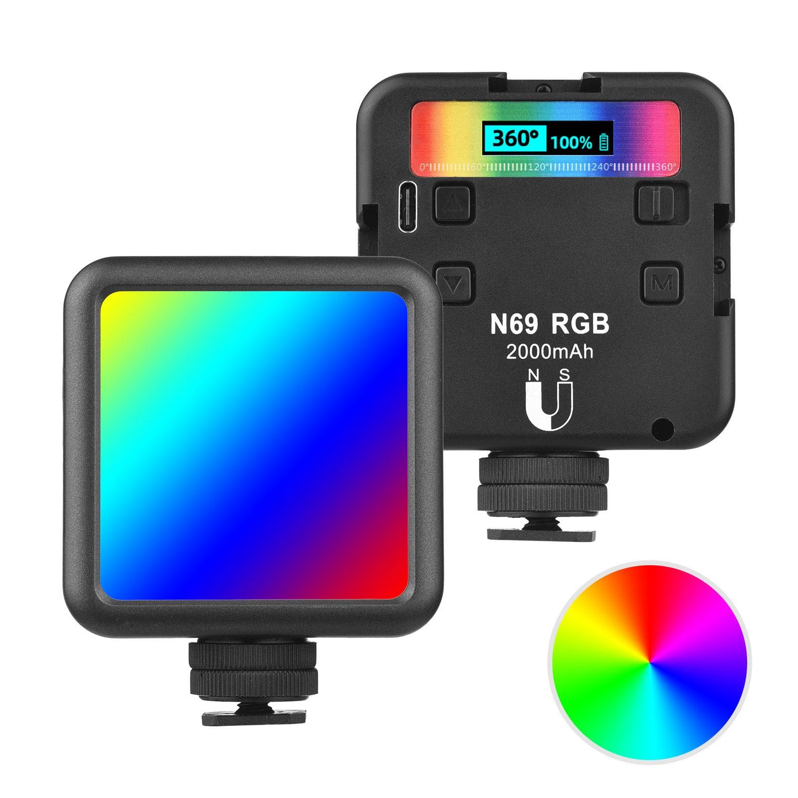 Andoer N69 RGB LED Video Light Portable Photography Fill Light 60PCS Highly Bright lamp Beads CRI black