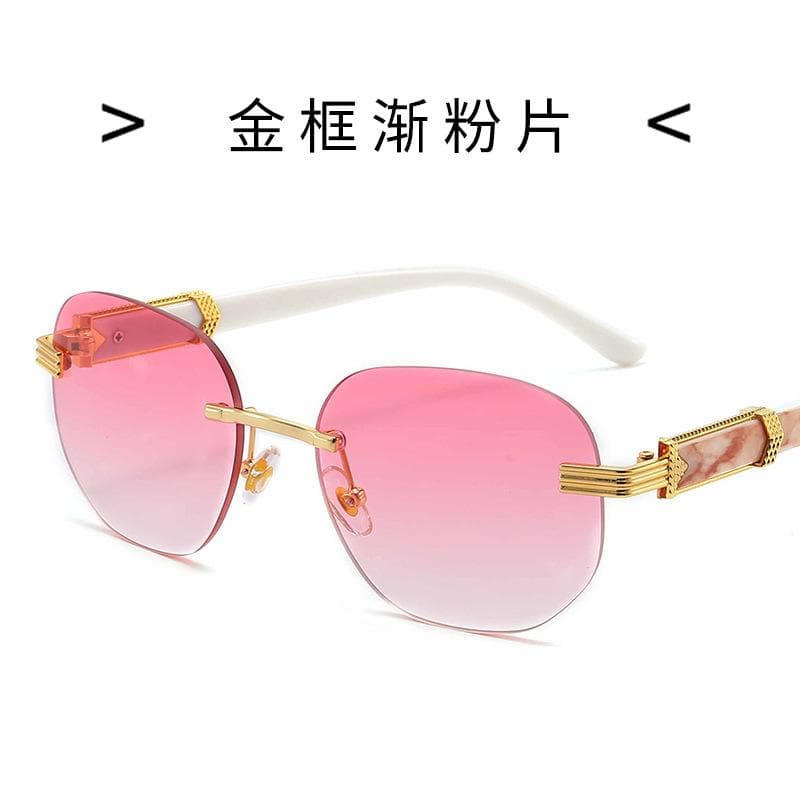 New fashion ellipse rimless sunglasses for men women UV400 marble grain luxury vintage hip hop eyewear MULTI