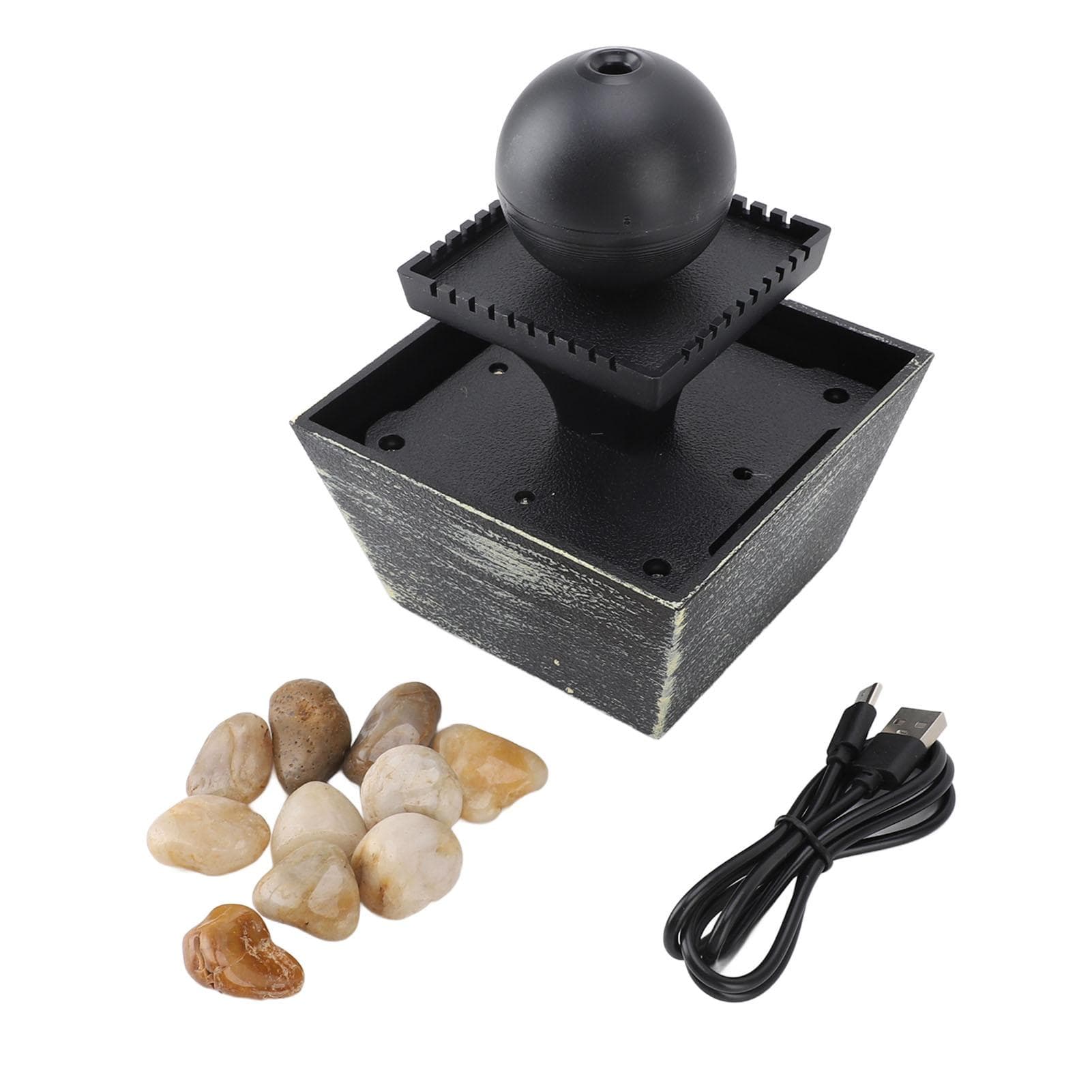 Indoor Tabletop Water Fountain Relaxation Feng Shui Desktop Ball Fountain with LED Light Stone for