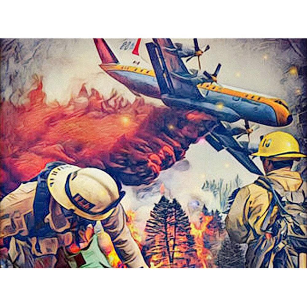 DIY 5D Diamond Painting aircraft Diamond Embroidery Full Round round Diamond Fireman 20X30CM