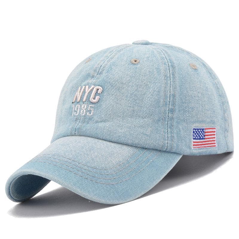 Men and Women Cowboy Baseball Cap Embroidery Letters Summer Hip Hop Sports Cap L denim blue