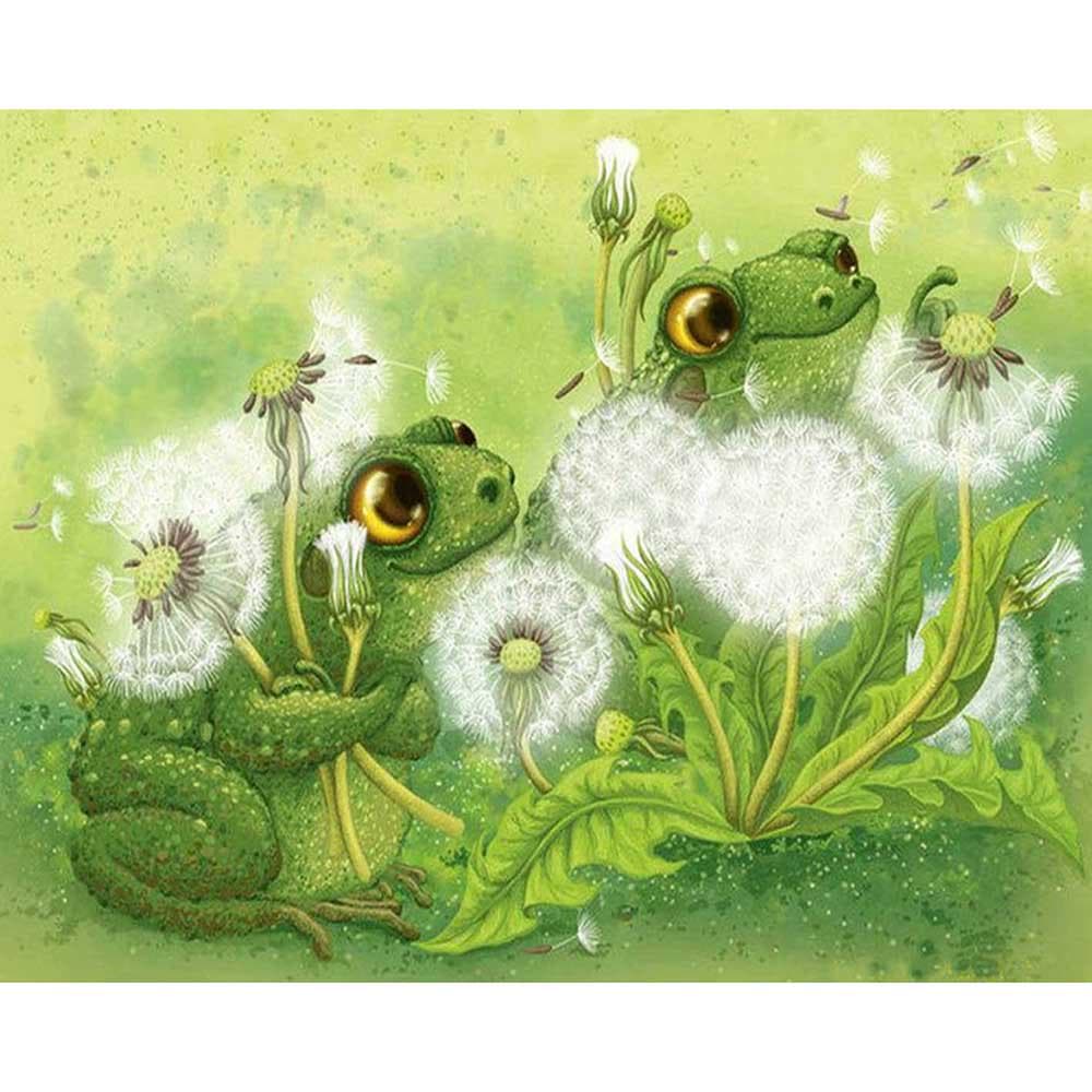 Full Drill Round Diamond Embroidery Cross Stitch Frog 5D DIY Diamond Painting Animal Picture 20X30CM