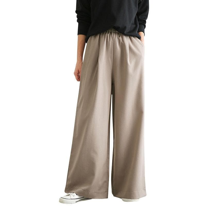 Japanese Women's Pants, Loose Straight Trousers, Elastic High Waist Casual Wide-leg Pants XXL