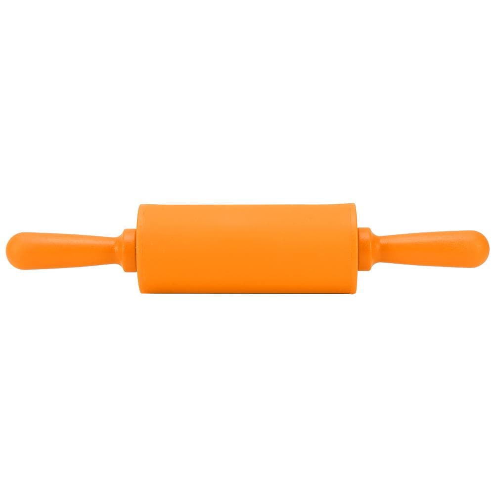 New NOn stick Silicone Rolling Pin Pastry Dough Roller Baking Tool with Plastic Handle Orange orange