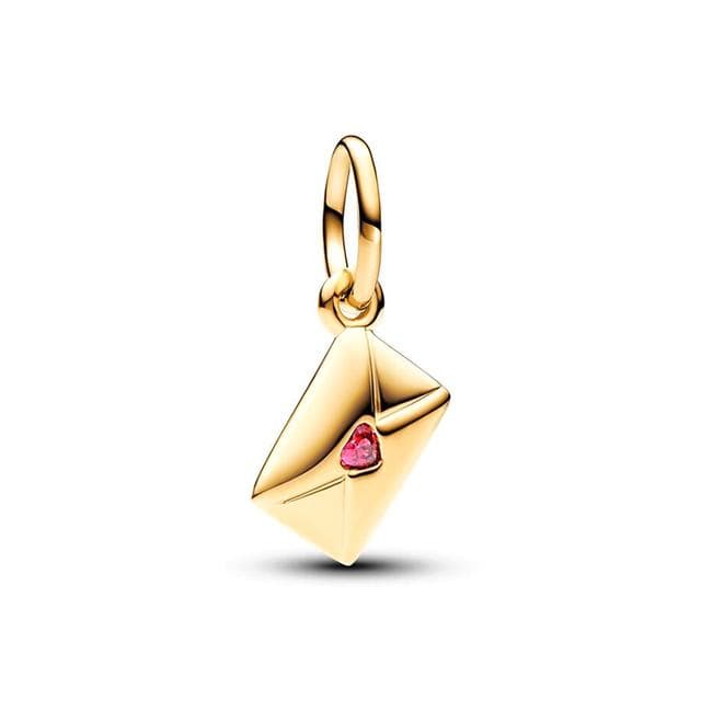 14k Gold Plated S925 Silver Love Letter Envelope Dangle Charm Bead Fit Original Bracelets Women Jewelry Gift DIY