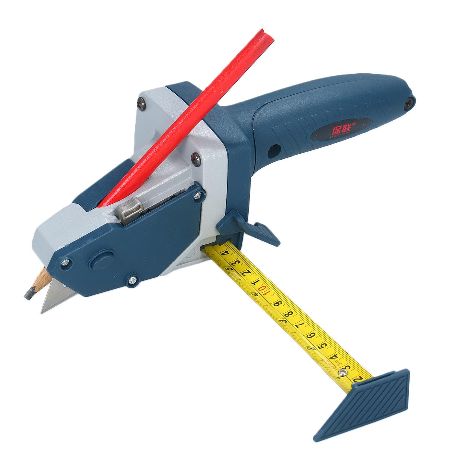 All-in-one Gypsum Board Cutting Tool with Measuring Tape and Utility Knife Mark and Cut Drywall blue