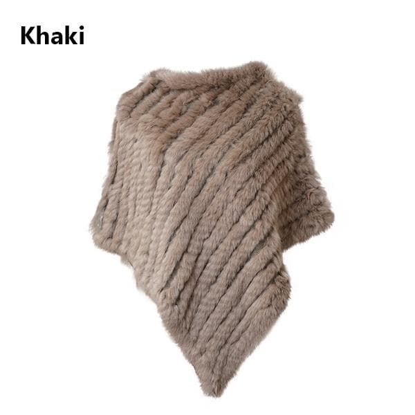 New Fur Knitted Rabbit Fur Poncho Vest Fashion Wrap Coat Vtg Shawl Lady Wedding Party ONE Size khaki