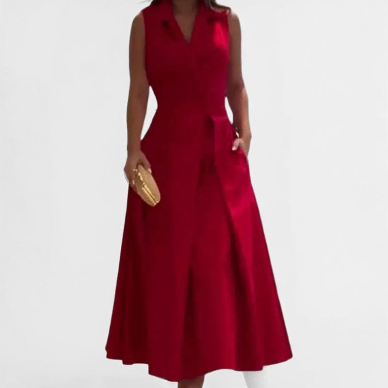 Women's Spring New Fashionable Temperament and Elegant Slim V-neck Dress L