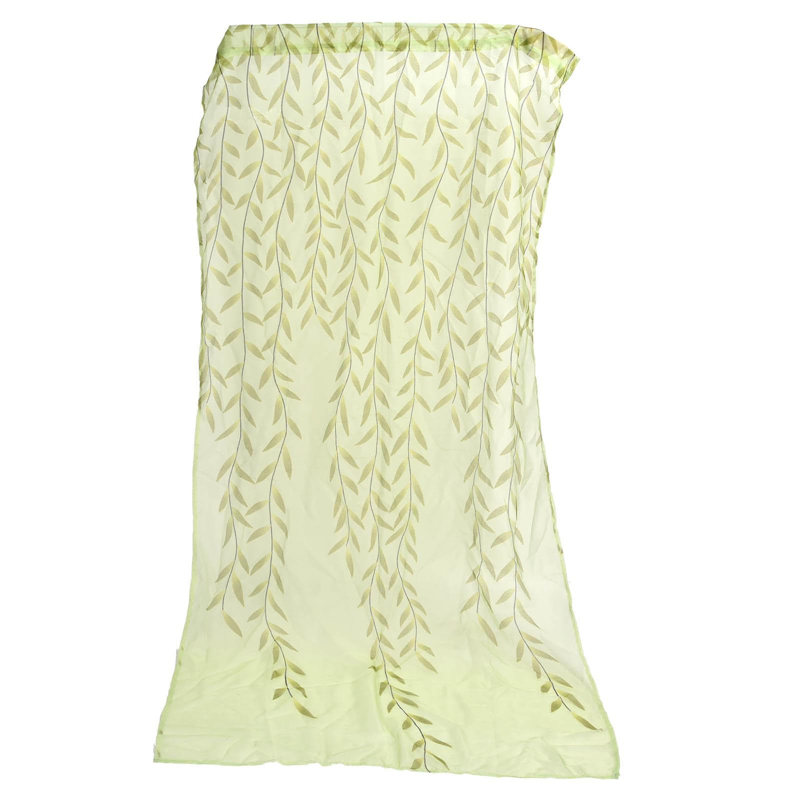Voile Window Curtain Simple Leaves Printing Pattern Window Curtain for Family Wedding Party