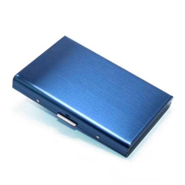 Fashion Aluminum Antimagnetic Card Holder Women Men Metal Credit Card Business Card Holders Organizer Purse Wallet blue