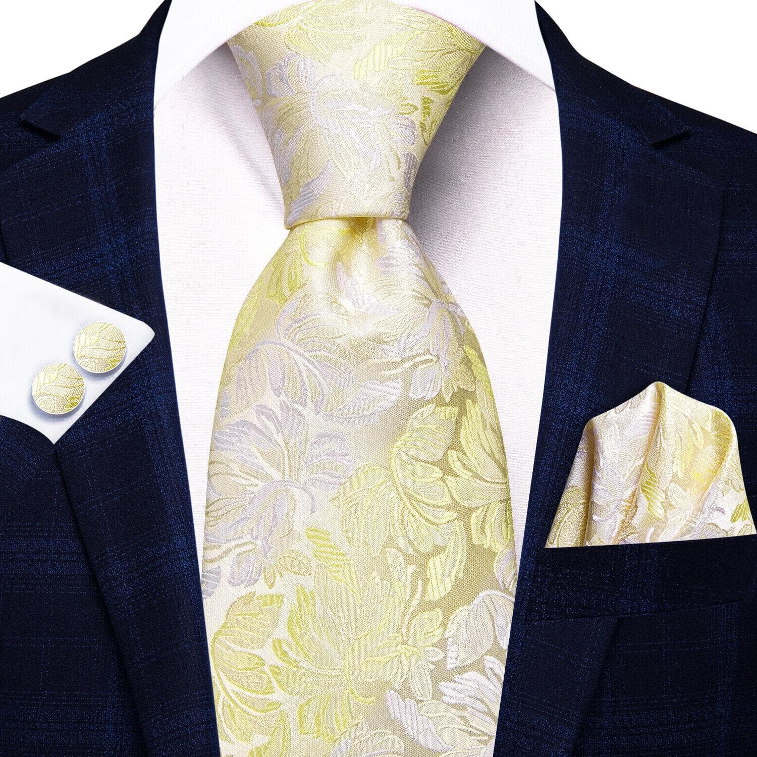 Hi-Tie Ties for Men Silk Tie Sets Pocket Square Cufflinks Wedding Formal Business Party Mens Tie Sets N-3808