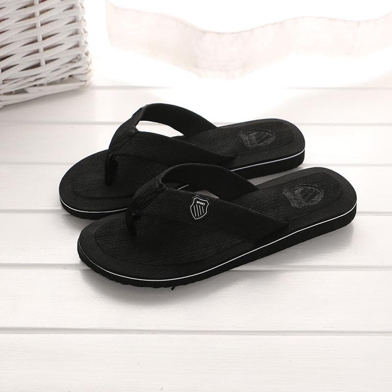 Men Summer Flip Flops Beach Sandals Anti-Slip Indoor Outdoor Casual Flat Shoes High Quality Home Slippers For Men 39 black