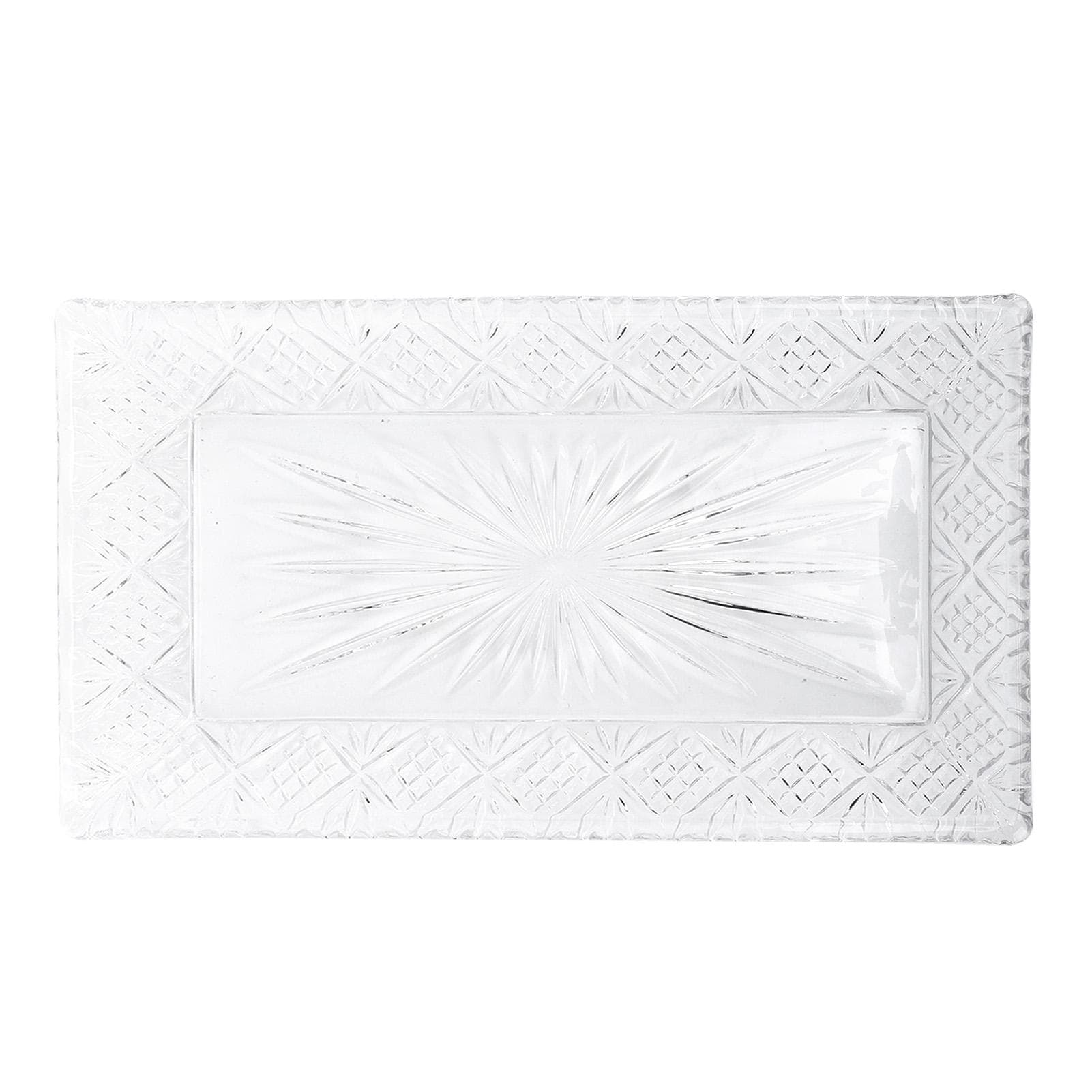 Serving Tray Rectangle Glass Platter Elegant Ample Capacity Stable Pattern Serving Dish for Dinner L