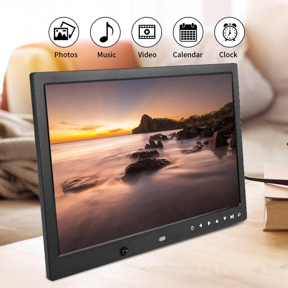 13 HD Multifunction Motion Detection Digital Photo Frame Music Movie Player (Black ) EU Plug black