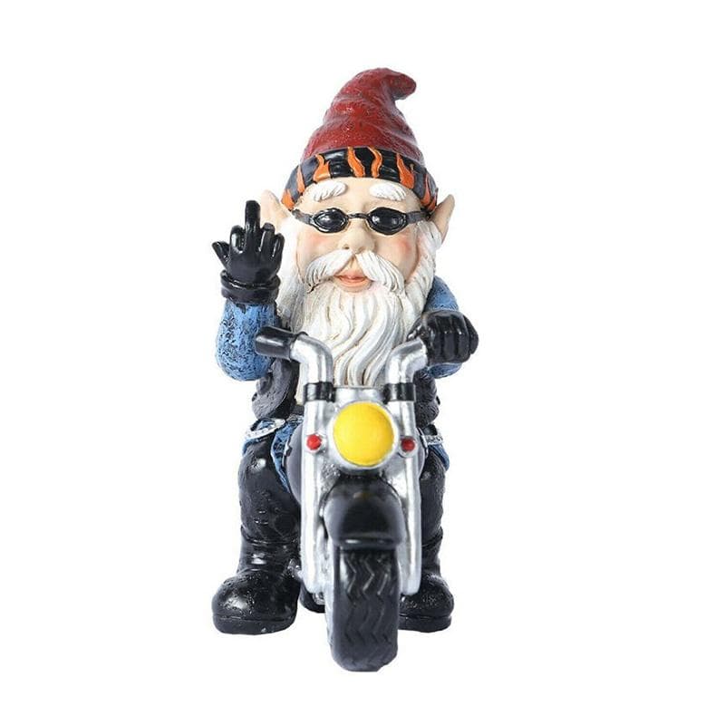 Outdoor Garden Gnome Ornament Dwarf Resin Stone Funny Elf Motorcycle Statue New