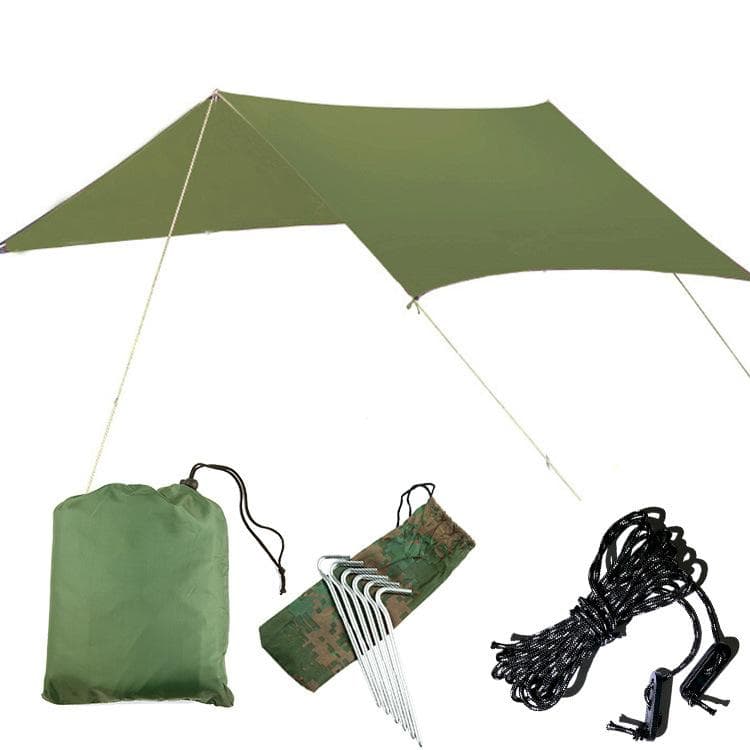 Outdoor Multi-functional Square Canopy, Waterproof and Sun-proof Beach Pergola, Shade Tent, Thin Silver-coated Floor Mat 300*300cm