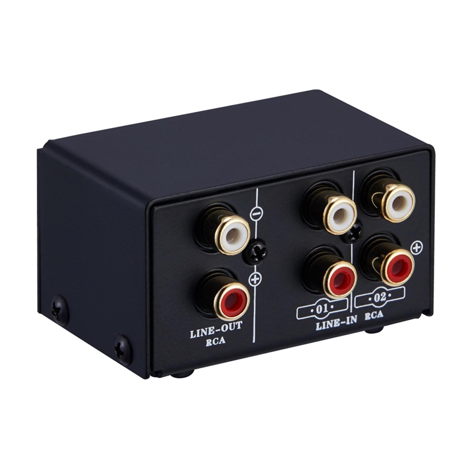 LINEPAUDIO Audio Switcher RCA 2 in 1 Out / 1 in 2 Out A/B Switch Stereo Audio Splitter Box with No RCA jack