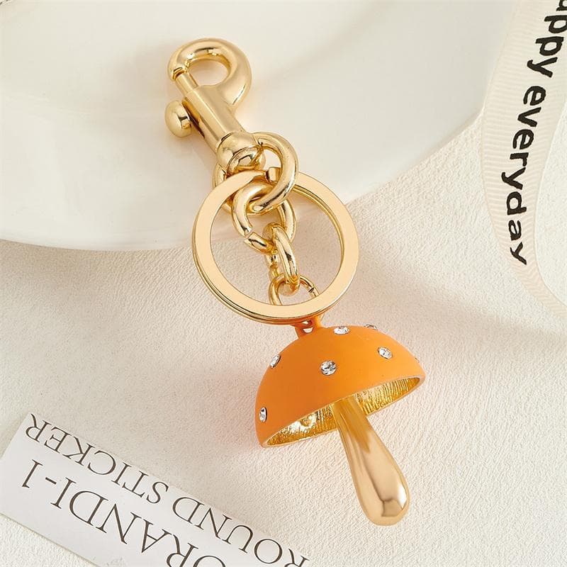 New Trend Mushroom Keychain Personality Mushroom Pendant Bag Charm Car Key Chain Bag Pendant Accessories Creative Gift For Women orange