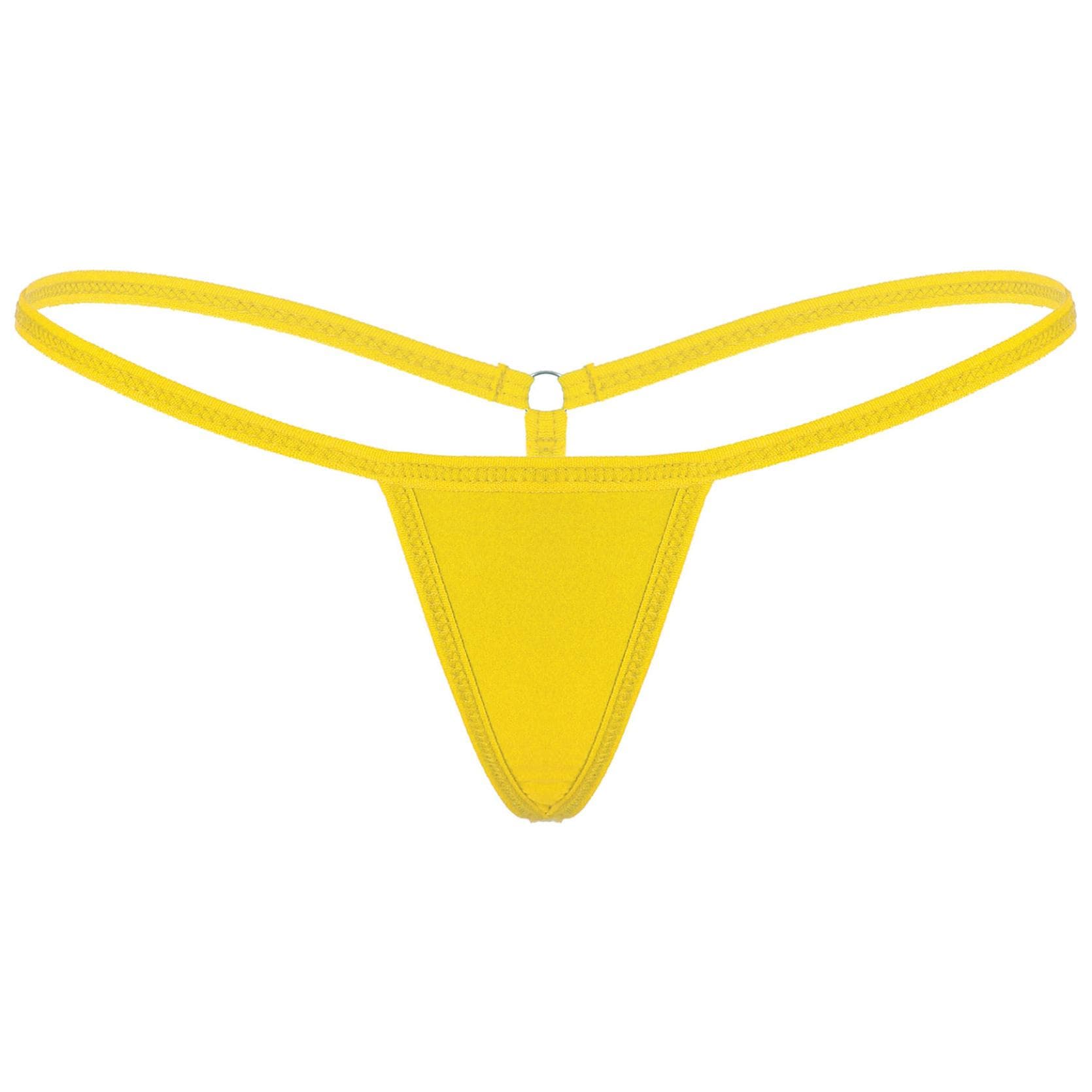 Womens Sexy G-String Thongs Panties Underwear Low Rise Bikini Bottom Briefs One Size yellow