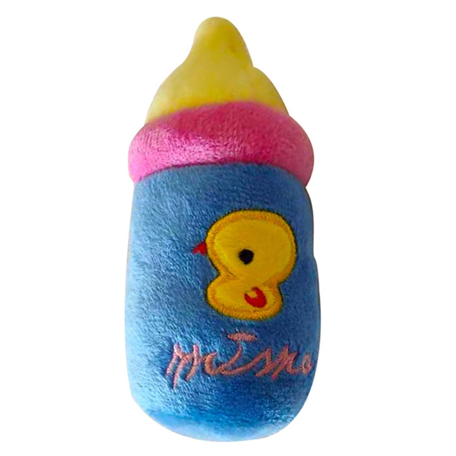 Dog Plush Toy Milk Bottle Bite Resistant Relieve Boredom Soft Pet Dog Squeaky Plush Toy for Indoor