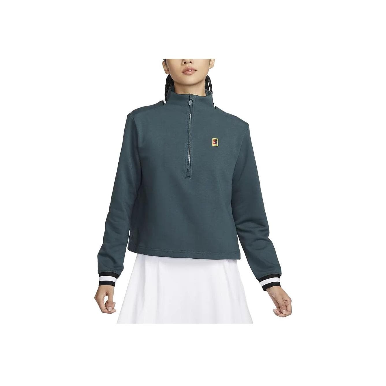 Nike Dri-Fit Heritage Half-Zip Stand Collar Long Sleeve Sweatshirt Women Tops Dark-Green FB4152-328 M