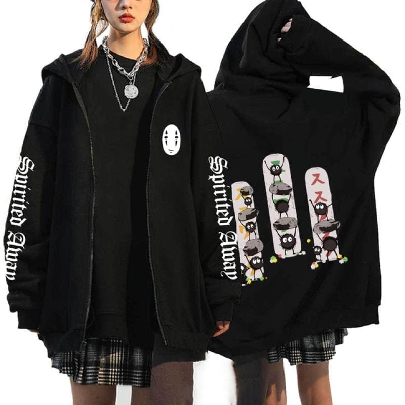 Anime Totoro Sweatshirts Men and Women Zipper Jackets Hooded Sweatshirts Casual Hip Hop Zip Up Hoodie XL
