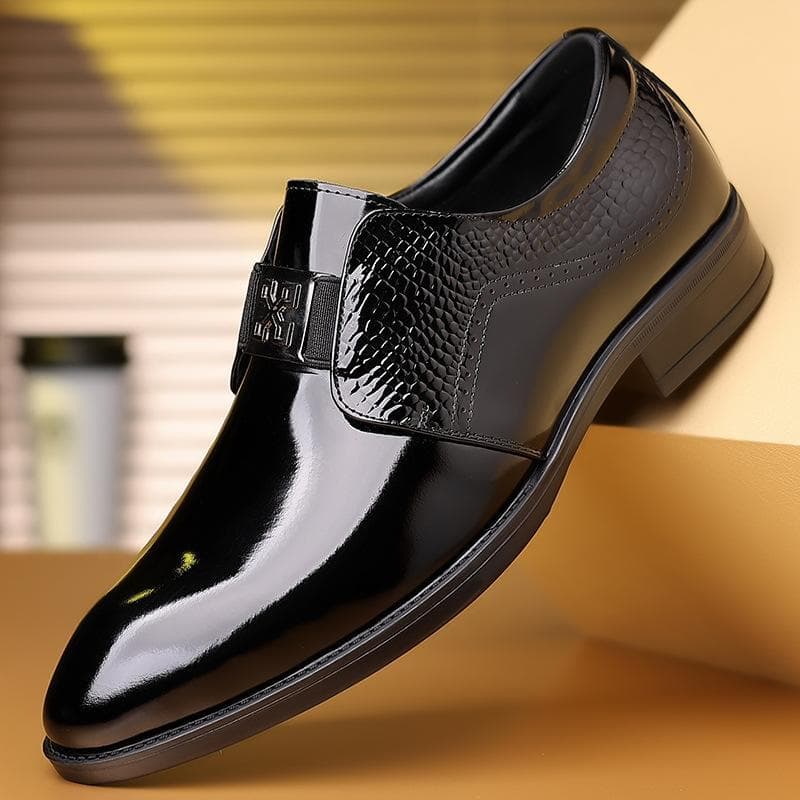 Men's Leather Shoes Business Casual Trendy Brand Glossy British Youth Men's Small Leather Shoes Genuine Cowhide Wedding Shoes 44