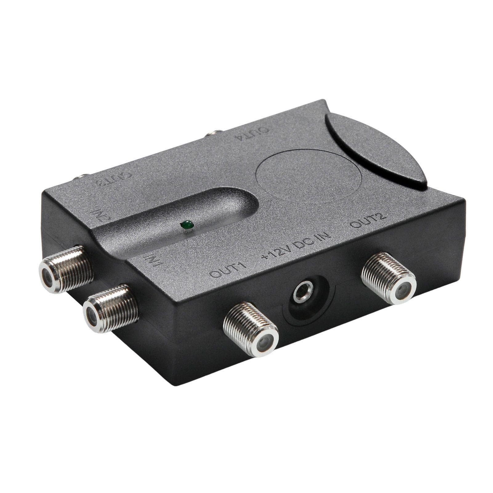 Bi-directional TV Amplifier 2 Inputs TV Antenna Signal Booster with 4 Outputs Low Noise TV Signal black