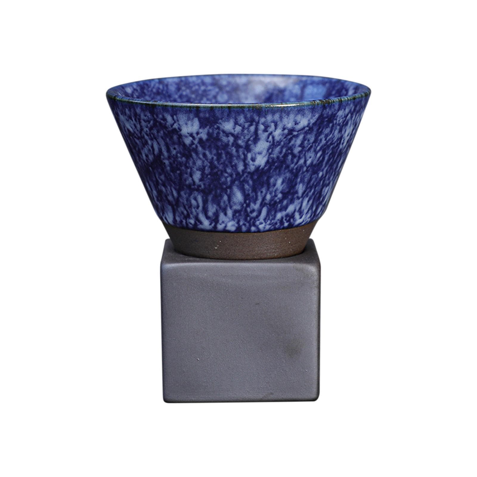 Japanese Coffee Cup Smoothing Surfaces Pttery Coffee Mug with Base for Dark Blue L
