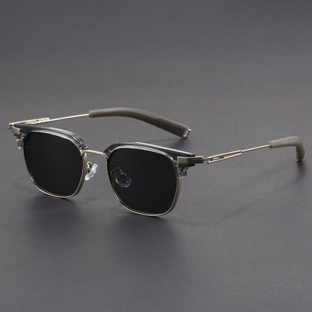 Classic Metal Half Frame Shades Men Women Retro Rivet Small Fashion Glasses Black Anti Glare Travelling Shades