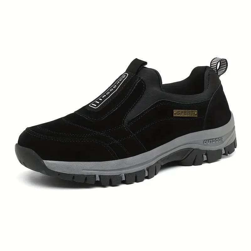 Men'S Slip-On Hiking Shoes - Thick Cushioned Sole, Breathable Fabric Upper, Lightweight & Comfortable for Outdoor Walking 41 black