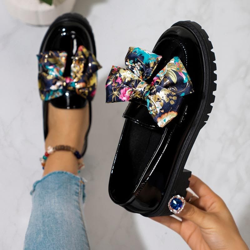 Women's Shoes Brand Loafers Women's High Heels Fashion Butterfly-knot Office and Career Hot Sale Plus Size Heels Women 42 black