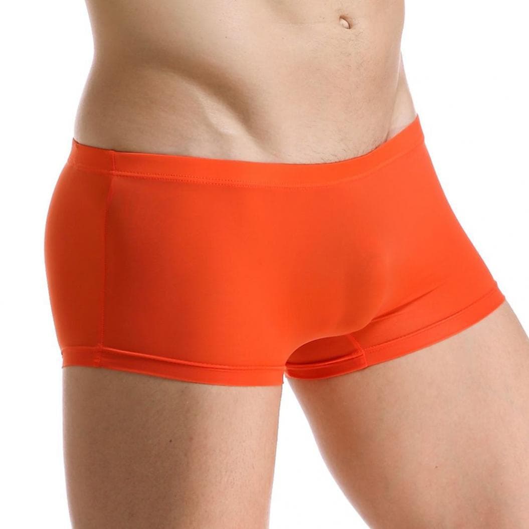 Men's Solid Color Seamless Briefs See-through U Convex Underwear Shorts M orange