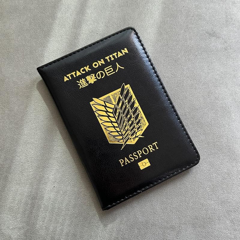 Attack on Titan Passport Cover Anime Travel Case for Passports Titans Attack black