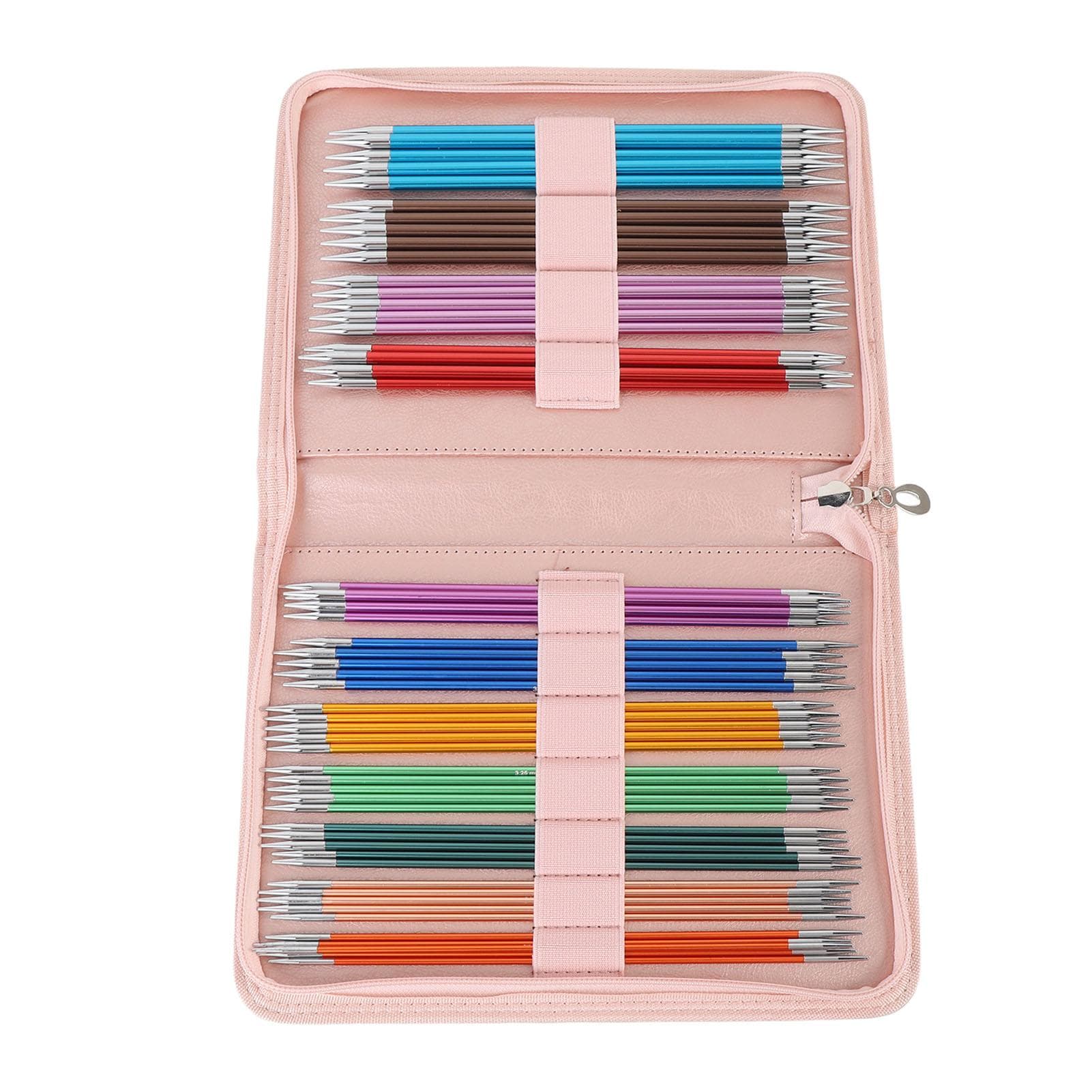 55PCS Double Pointed Needles Aluminium Oxide Color Straight Knitting Needle Set for Sweater Scarf