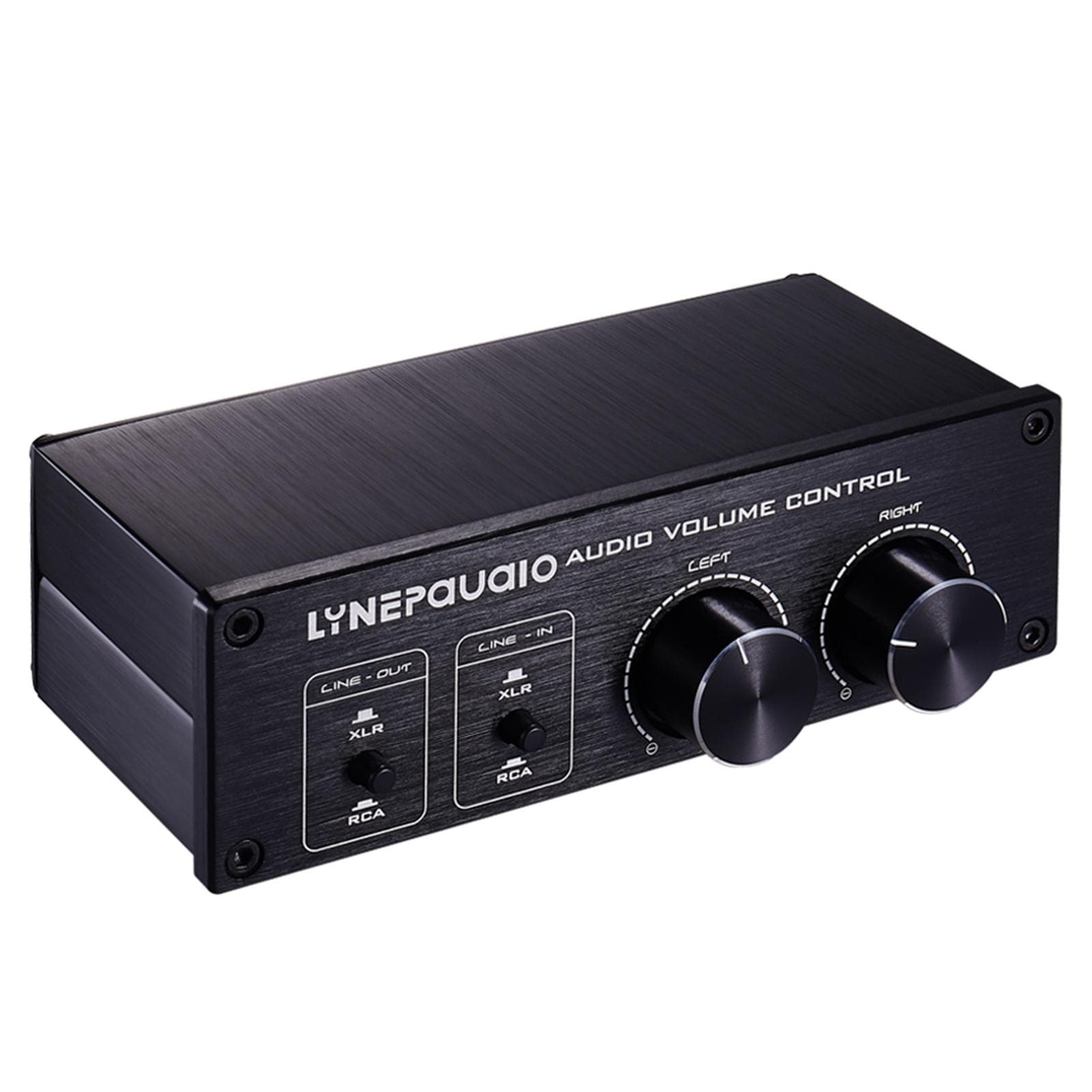 Passive Audio Volume Controller with Fully-Balanced & Single-Ended Mode XLR & RCA Interface for black
