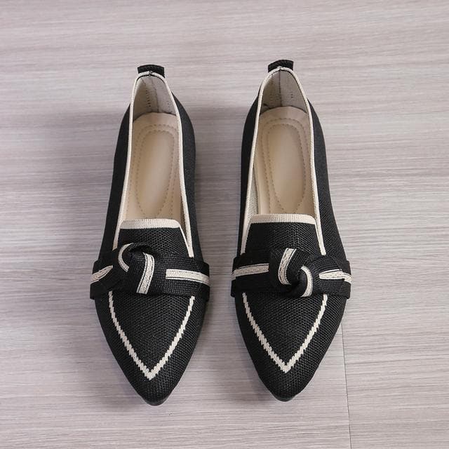 Women's Shoes Loafers Ballet Flats Pointed Toe Barefoot Slip-on Casual Low Heel Luxury Brand Woman Shoe in Butterfly 38 black