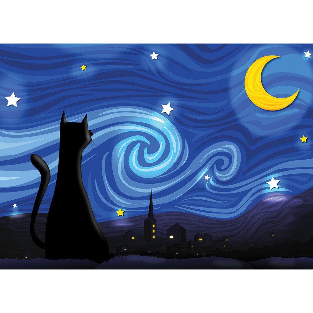 5D DIY Diamond Painting Full Round Drill Cat Star Sky Diamond Embroidery Cross Stitch 20X30CM