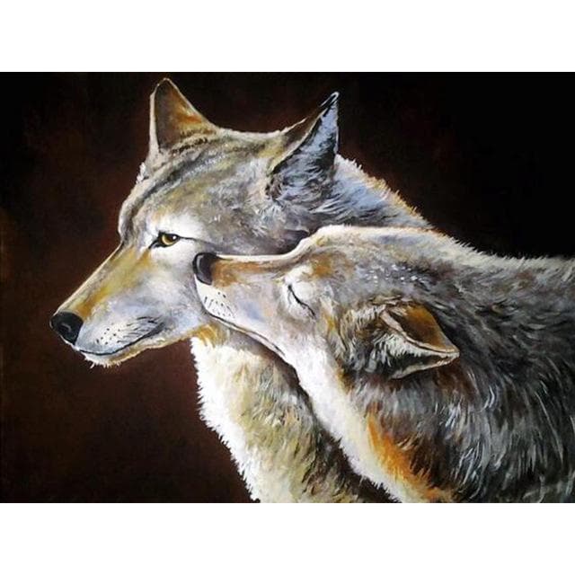 DIY 5D Diamond Painting Wolf Animal Mosaic Kit Cross Stitch Diamond Embroidery Full Drill Round 50X70CM navy blue