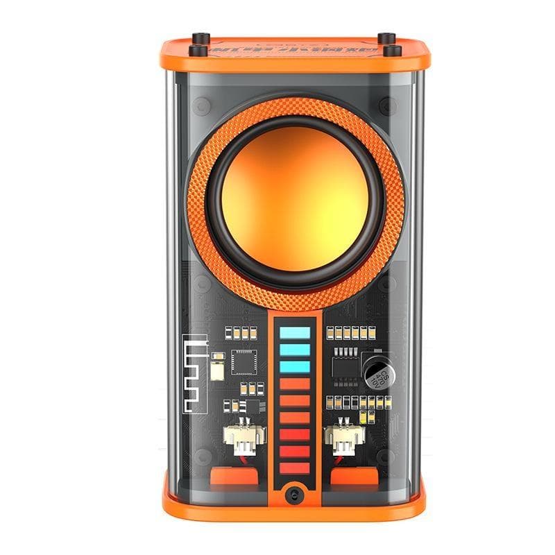 Mecha Small Steel Cannon Bluetooth Speaker Dazzling Transparent TWS Portable Small Stereo Outdoor Subwoofer Creative Gift orange