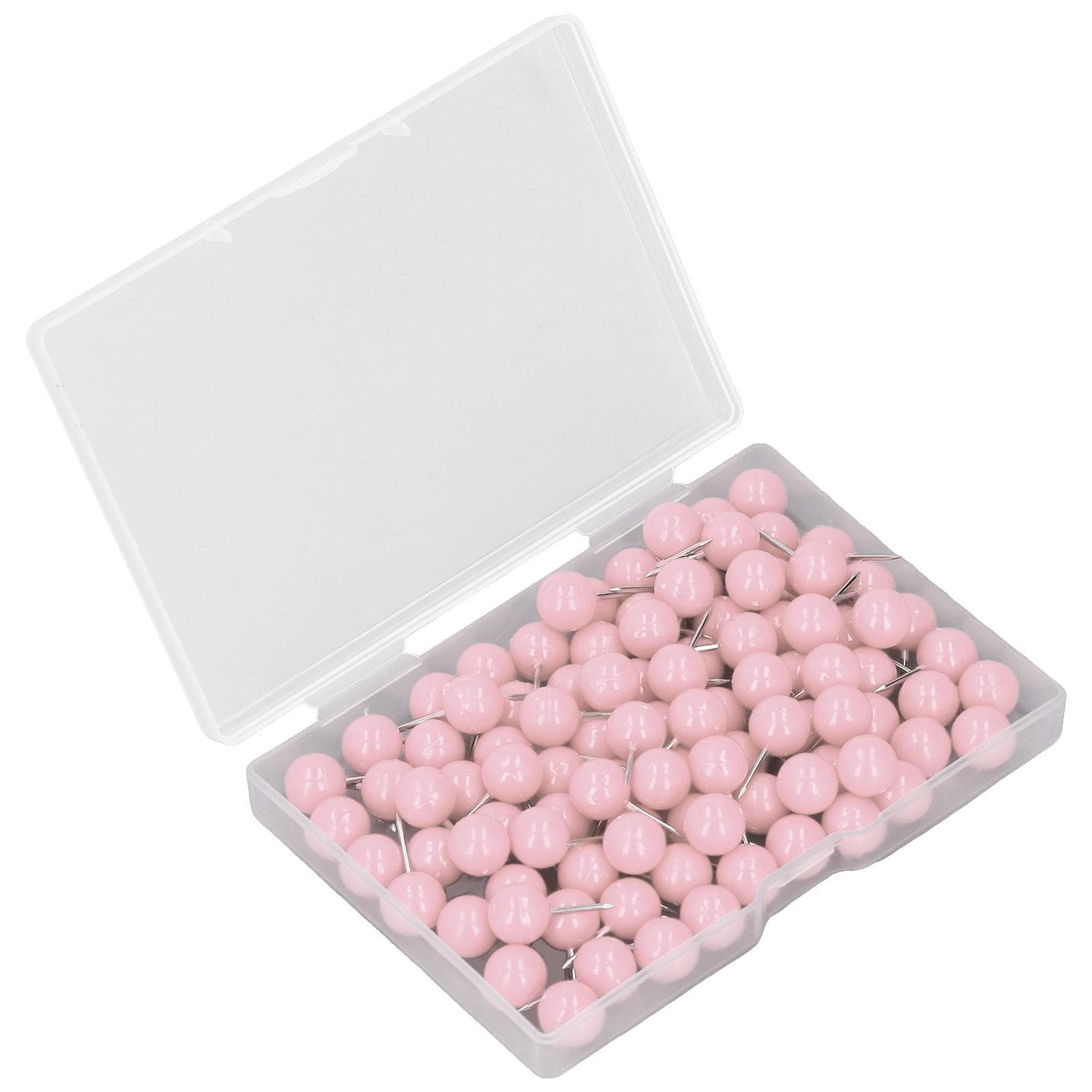 100Pcs Push Pins Map Tacks Steel Plastic Decorative Marking Pins for Cork Boards 9.5x20mm Pink pink